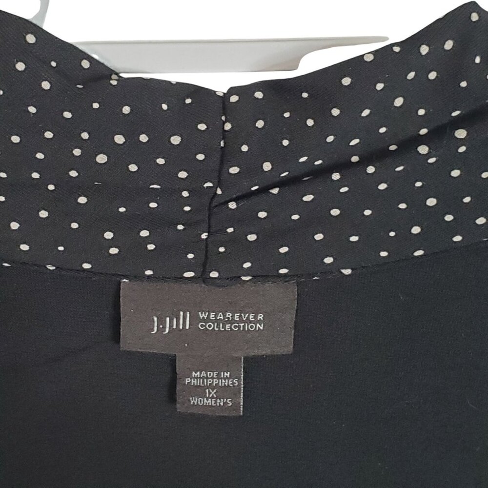 J Jill Wearever Size 1X Dress Micro Polka Dot Long Sleeve Light Knit Mock Wrap - Picture 4 of 10